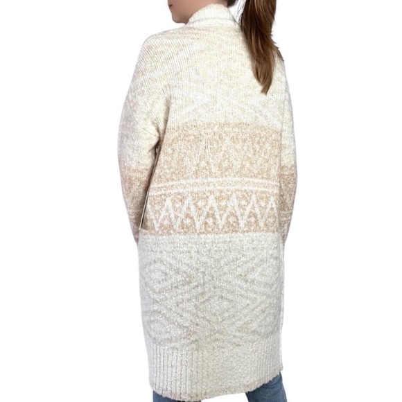 SOLD!!! Joie Cream & Beige Nordic Long Cardigan Duster - Picture 3 of 9